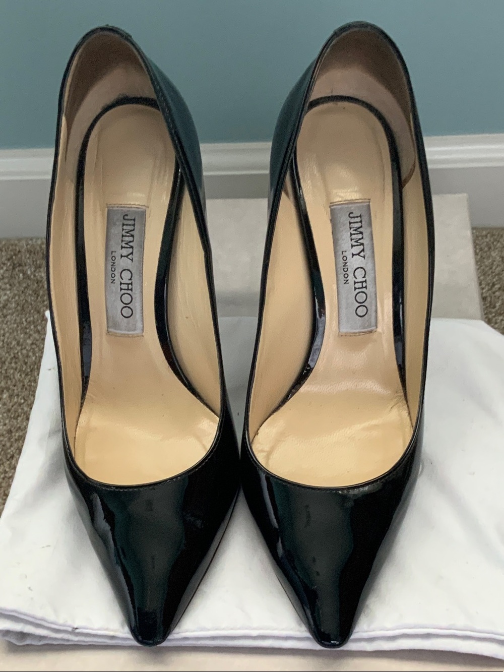 Jimmy Choo Black Patent Pointed Pumps